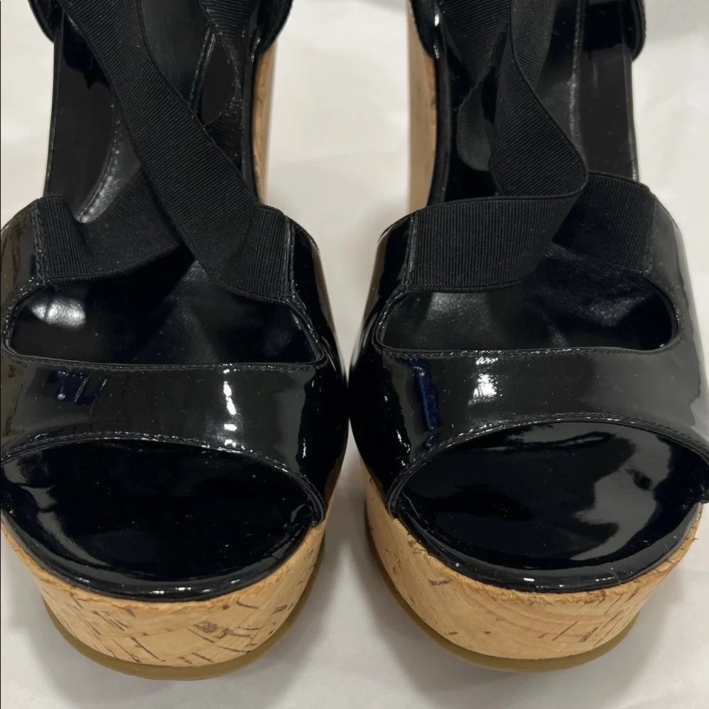 Fendi Black Patent Leather Wedges